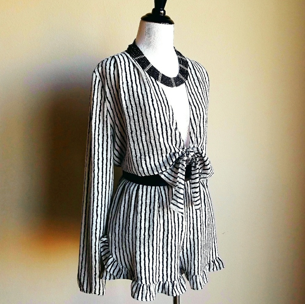 Striped Romper with a bow